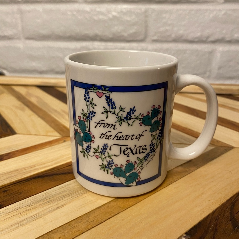1992 Kathryn Designs From The Heart of Texas Souvenir Coffee Mug 9 Oz Tea Cup